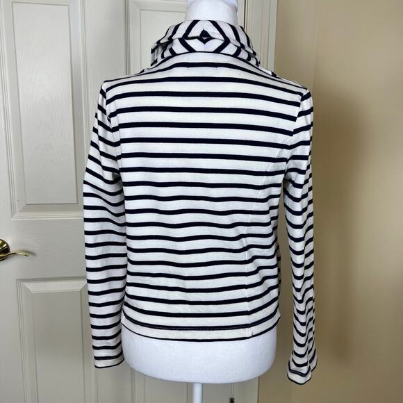 Splendid 100% Cotton Knit Moto Jacket Zipper Stripe Double Breasted Small - Picture 6 of 10